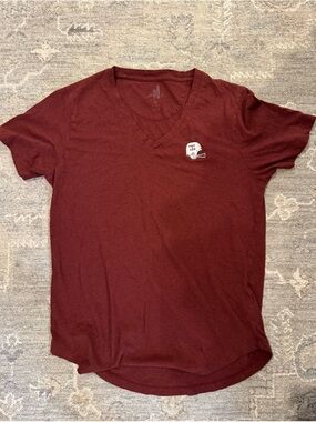 johnnie-O Maroon V-Neck Short Sleeve Tee with Aggie Texas A&M logo